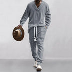 Casual Trousers V-Neck Versatile Jacquard Knitted Sweater Set