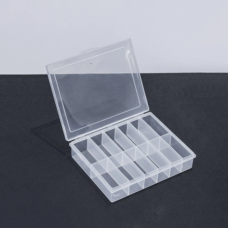 12 Grids False Nail Foils Storage Box Transparent Plastic Jewelry Beads Rhinestones False Nail Art Tips Box Empty Case Organizer