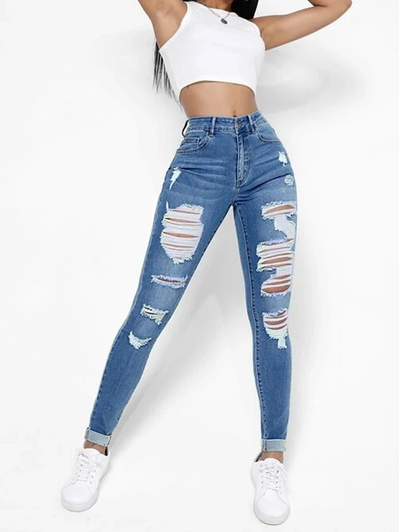 Ripped Holes Casual Skinny Jeans