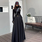Pleated Solid Maxi Skirt