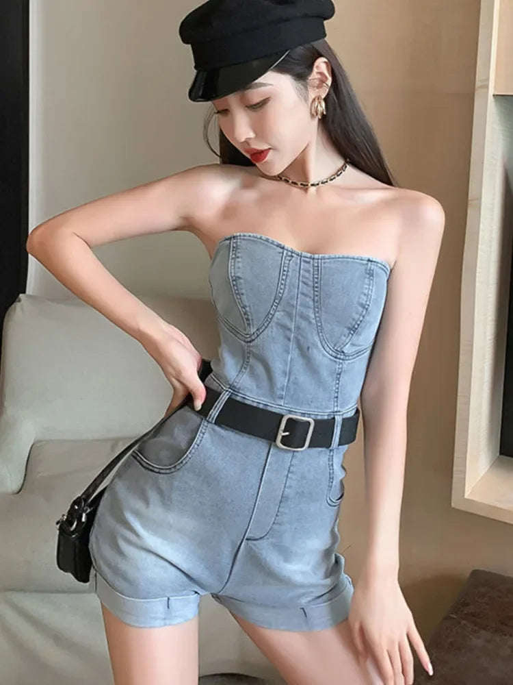 Loose Casual Denim Romper