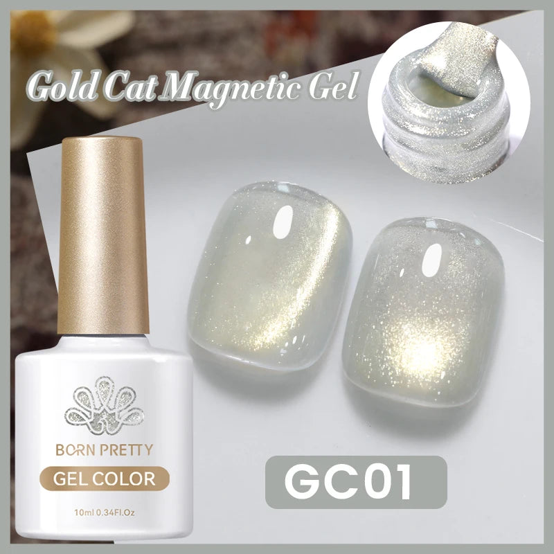 BORN PRETTY 10ml Water Light Cat Magnetic Gel Nail Polish Shining Super Sliver-light Holographics Soak Off UV Gel Varnish