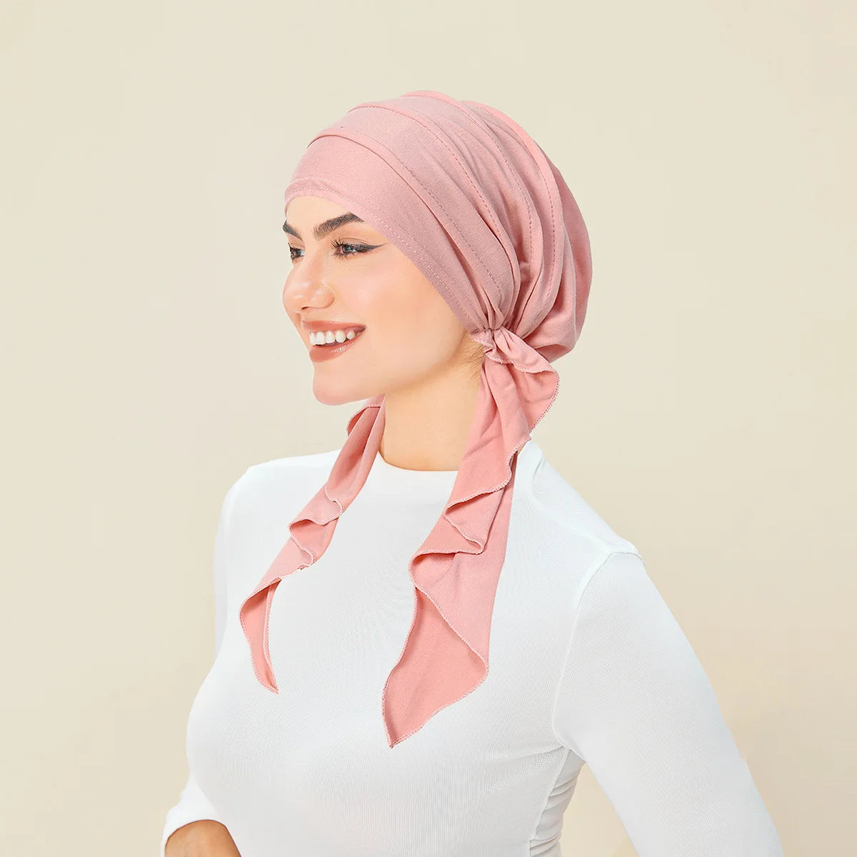 Shiny Glitter Elastic Solid Color Pre-Tied Hijabs Wrap Head Scarf Muslim Turban Bonnet for Women Inner Hat Turbantes Caps Mujer