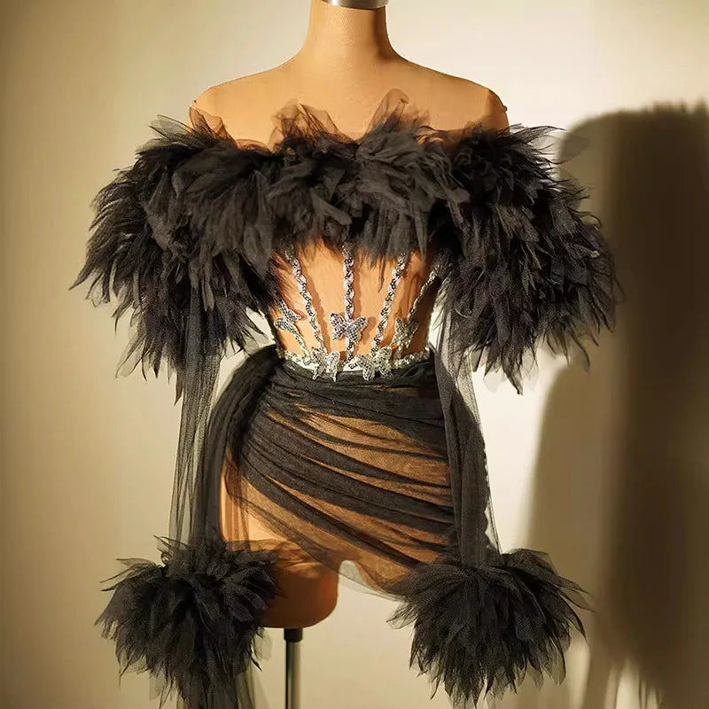 See Thru Feather Dress