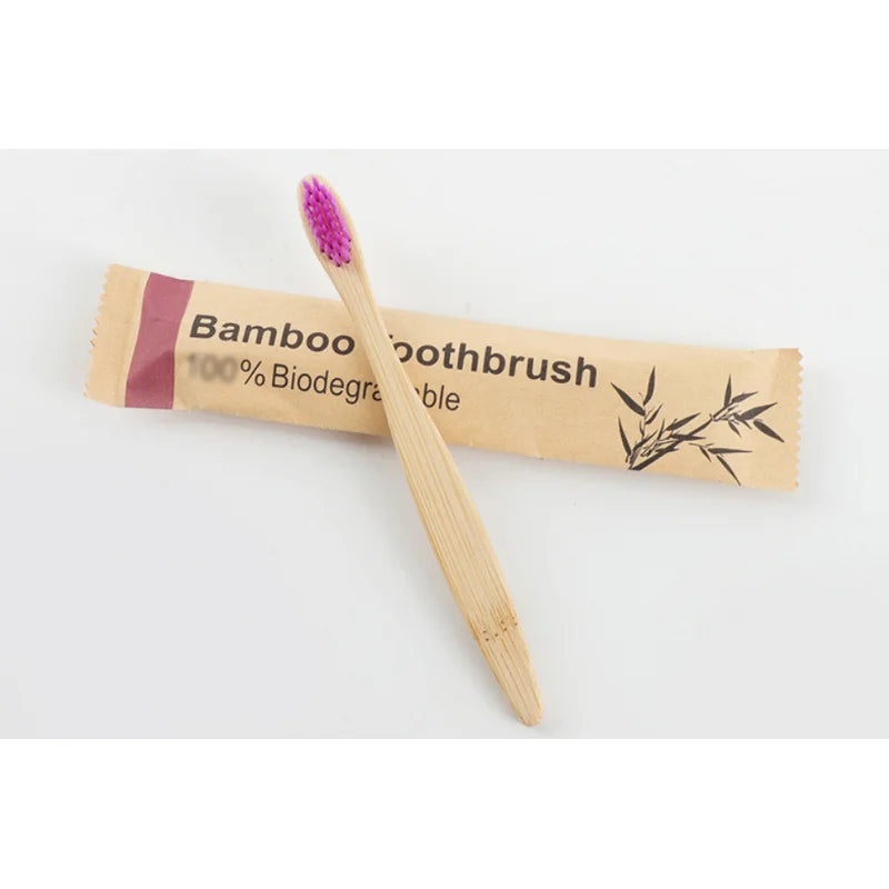 Single Cowhide Wrapped Bamboo Toothbrush Set