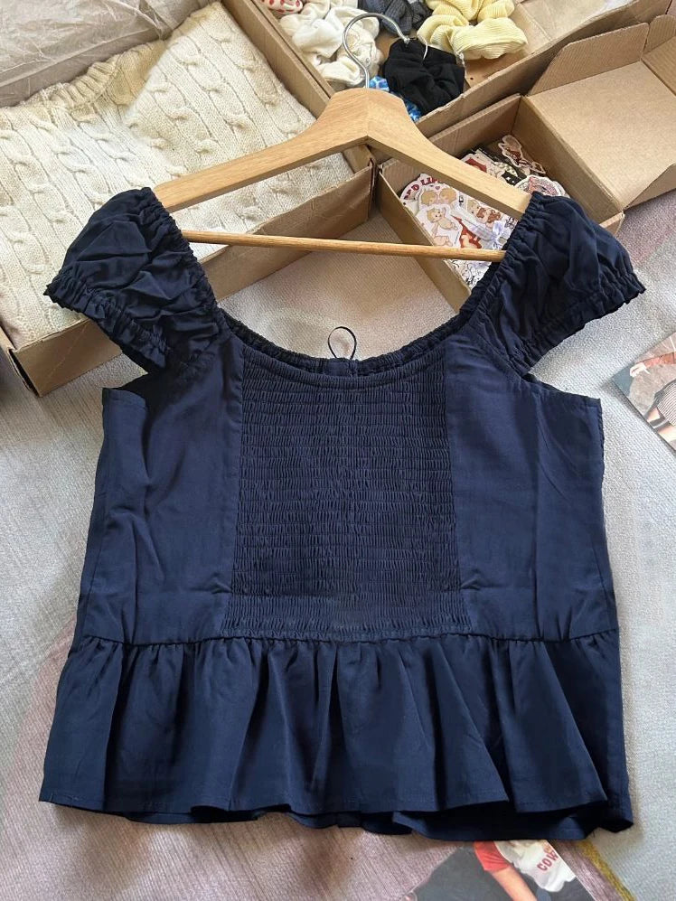 Folds Lace-up Blouse