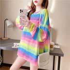 Rainbow Striped Long-sleeved Pullover