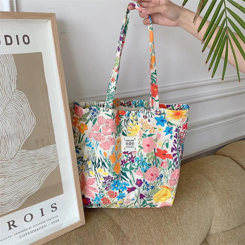 Floral Canvas Tote Bag