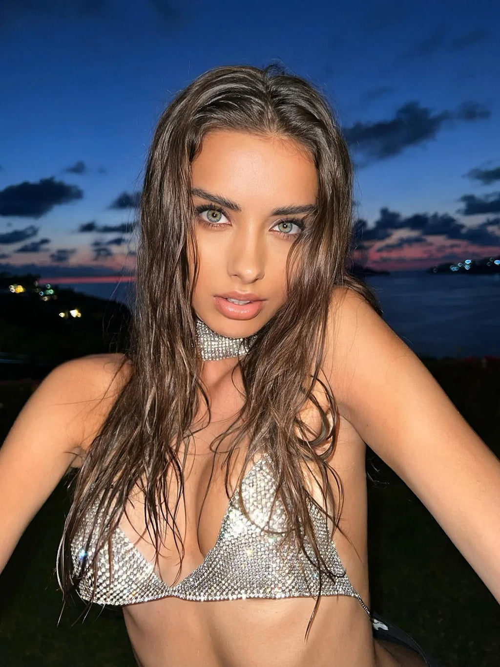 Rhinestone Halter Bra