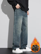Fleece Baggy Straight Jeans