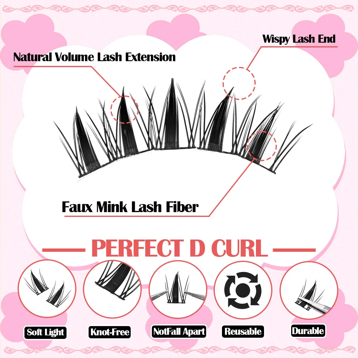 DIY Natural Cluster Lashes Manga Lashes Soft Wispy Individual Cluster Eyelashes Extension Makeup