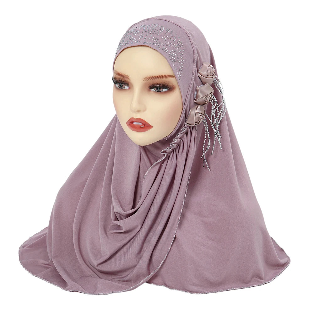 Newest Women's Hijabs with Diamon Floral Fashion Instant Islamic Muslim Turban Headscarf Classic Ladies Scarf Cap Shawls RIMAIRE