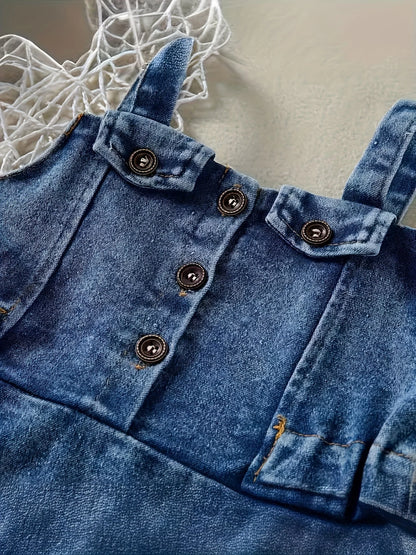 ベビーガールズ デニム ロンパースドレス 乳児 バックレス オーバーオール 衣類 キッズ ファッション アウトフィット ベビーガールズ 衣類