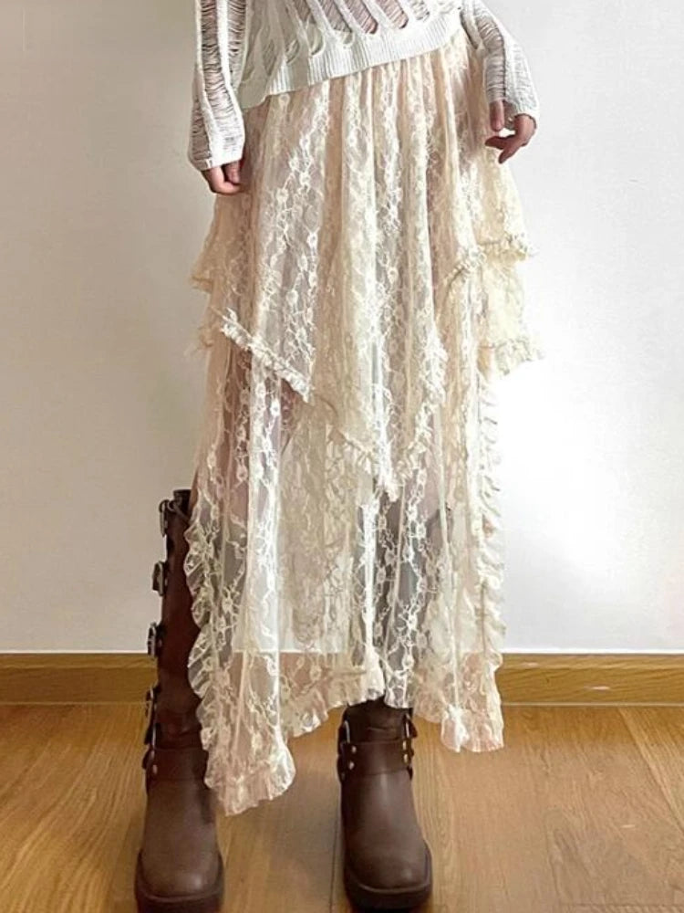Asymmetrical Lace Skirt