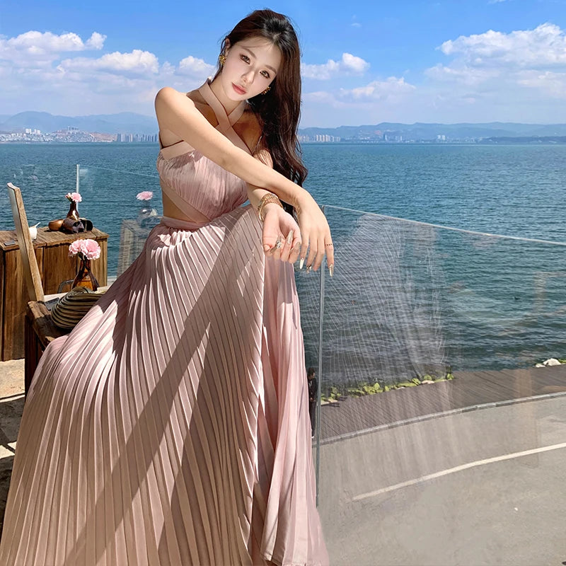 Pleated Long Dress
