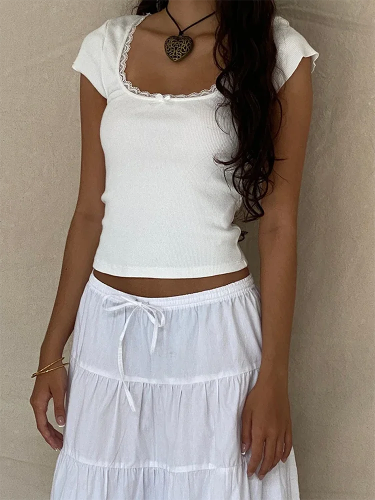 Cottage Lace Trim Knitted T-Shirt