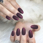 24pcs/set short fake nails for women girls almond ballet nail tips matte red nude brown faux ongles press on acrylic false nail