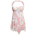 Flower Printed Mesh Strapless Mini Dress