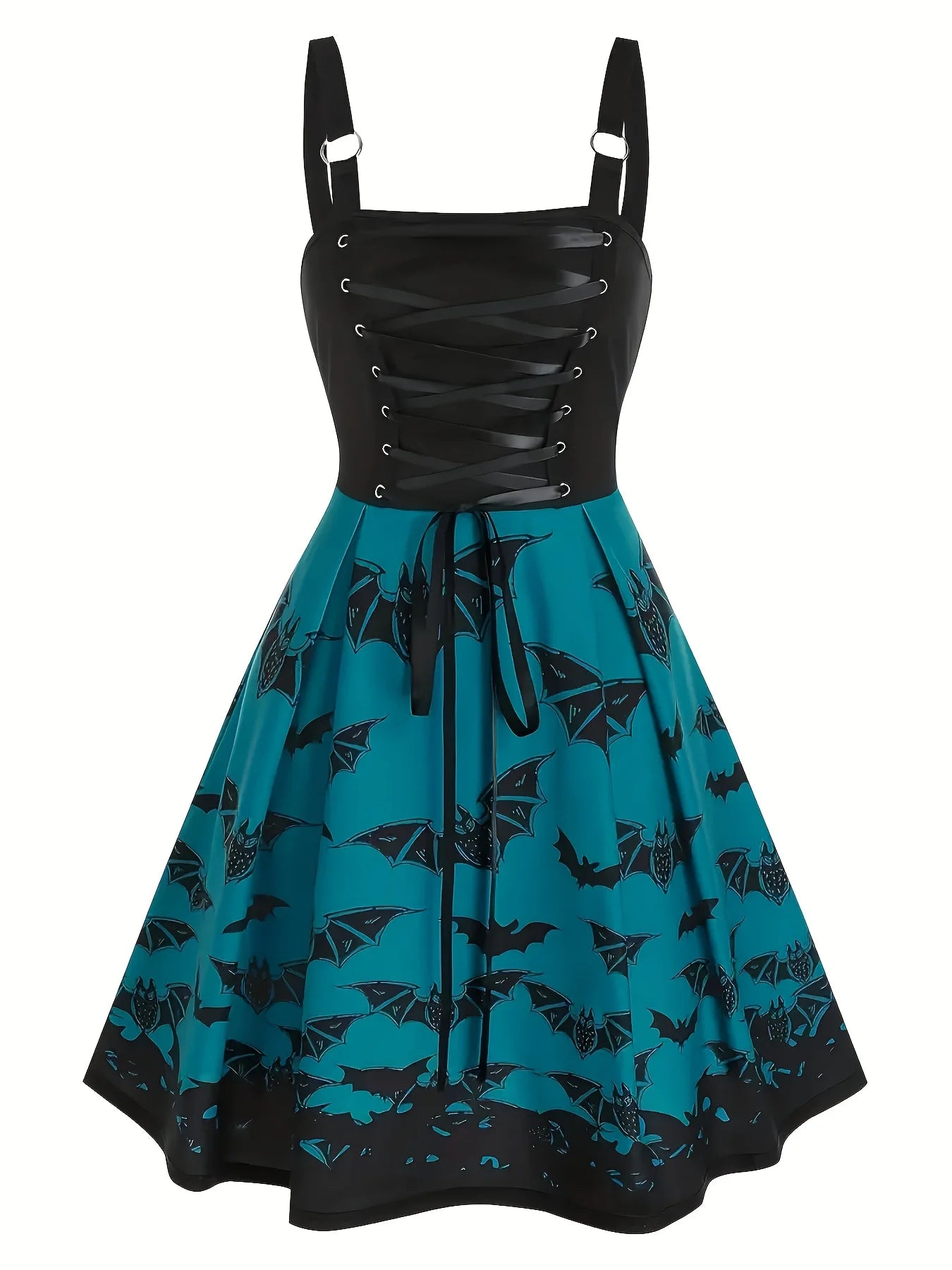 Bat Print High Waist Sling A Dress