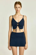 Pinstripe Crop Top and Mini Skirt Set