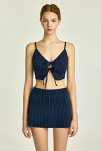 Pinstripe Crop Top and Mini Skirt Set