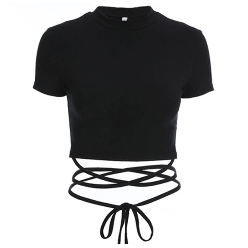 Cross-Tie Waist Crop Top