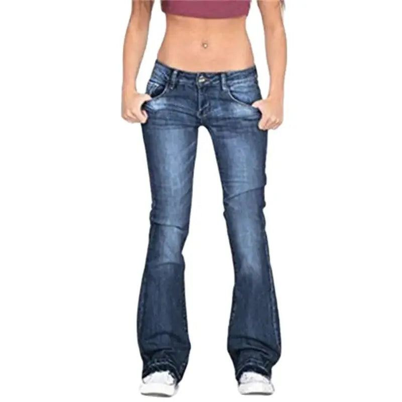 Mid Waist Washed Jeans