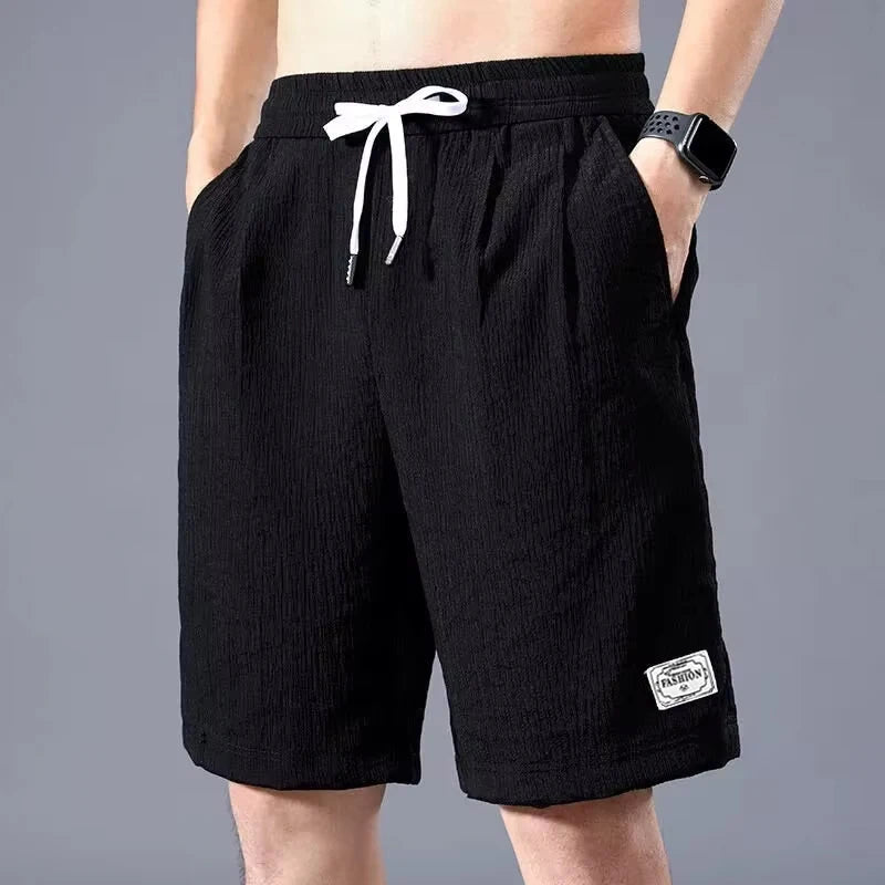 メンズ アイスシルク ショートパンツ 薄手 スポーツ クロップドパンツ ゆったり ストレート脚 クール 通気性 新トレンド カジュアル XL-XXXL
