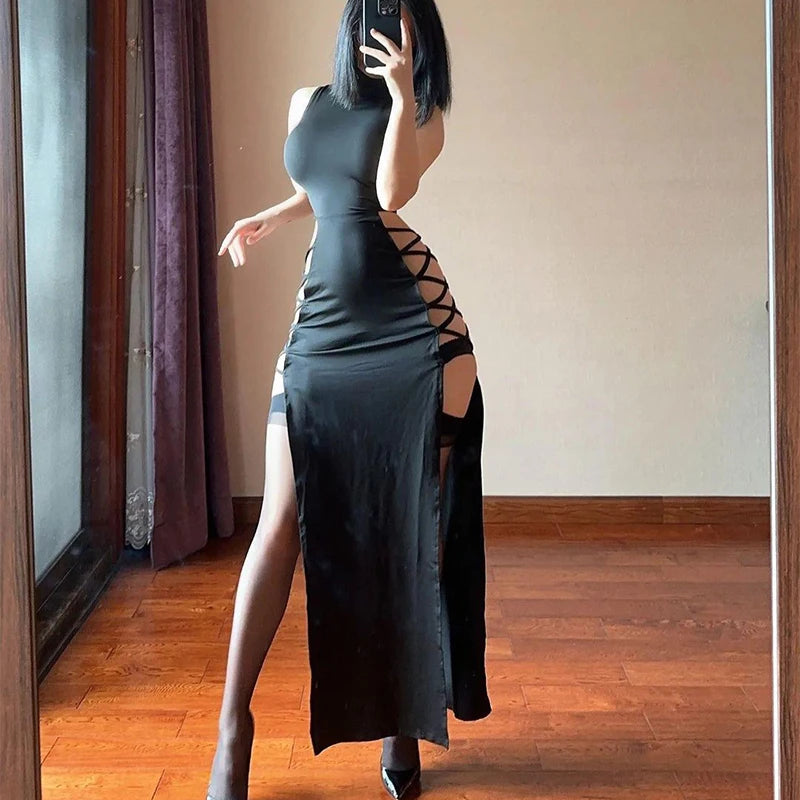 O-neck Cross Bandage Dress
