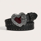 Rose Heart-Shaped Leather Belt