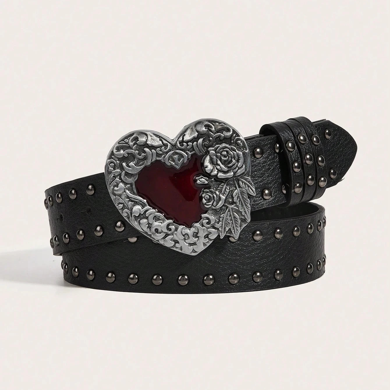 Rose Heart-Shaped Leather Belt