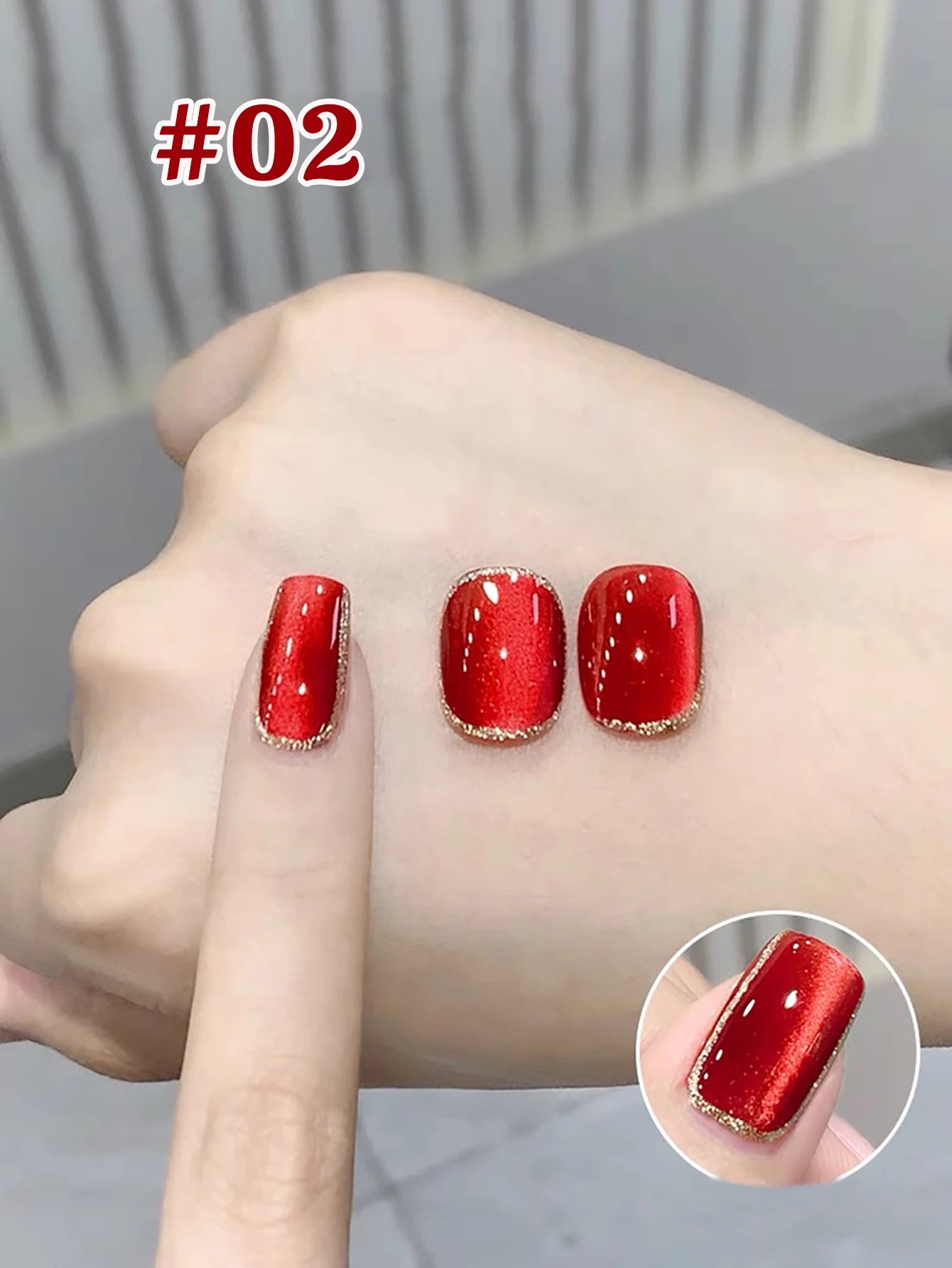10ML 1-8PCS Red Cat Eye Nail Polish Red Nails 2026 New Cherry Wine Deep Red Glass Bead Magnet Cat Eye Spear Crystal Gel