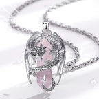 Dragon Twining Hexagonal Rose Quartz Prismatic Necklace