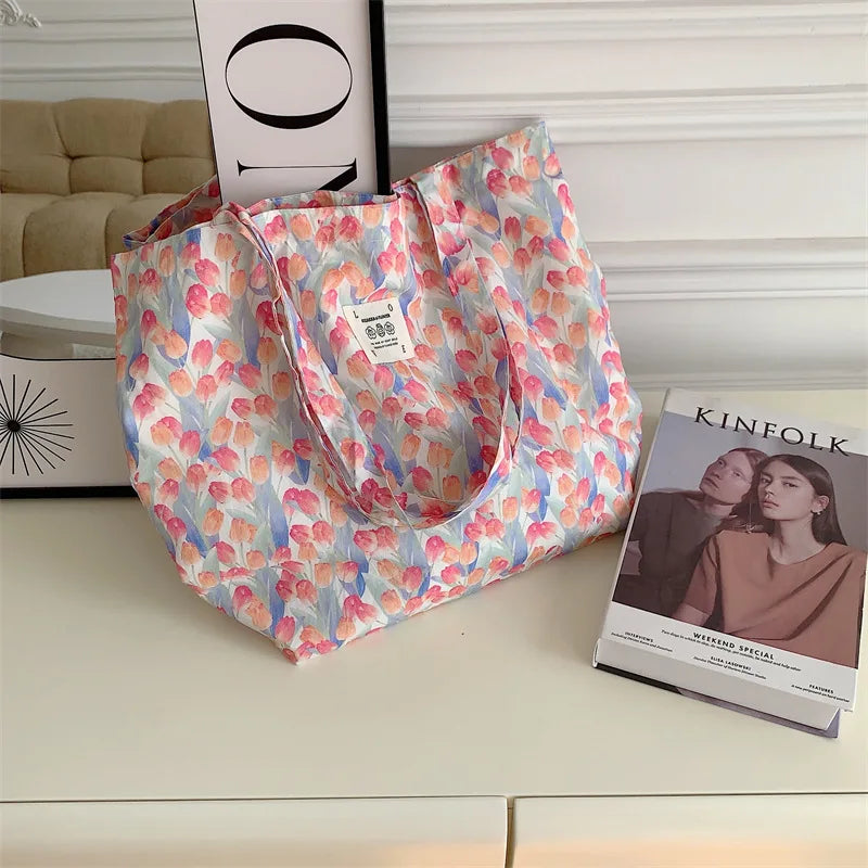 Floral Canvas Tote Bag