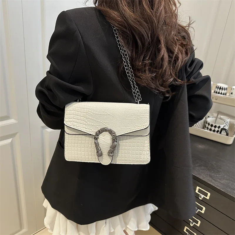 Snake Pattern Chain Small Square Bag