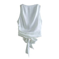 Tied Satin Back Open Crop Blouse