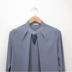 Mock-Neck Blouse with Keyhole Detail