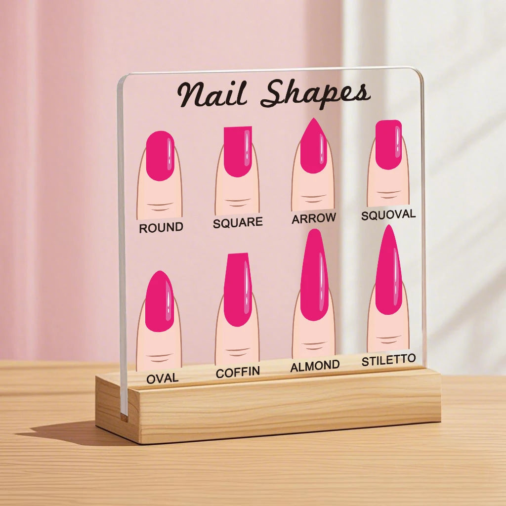 Hot pink Nail Shapes Display Board Transparent Acrylic Nails Art Prop Desktop Nail Art Works Show Board