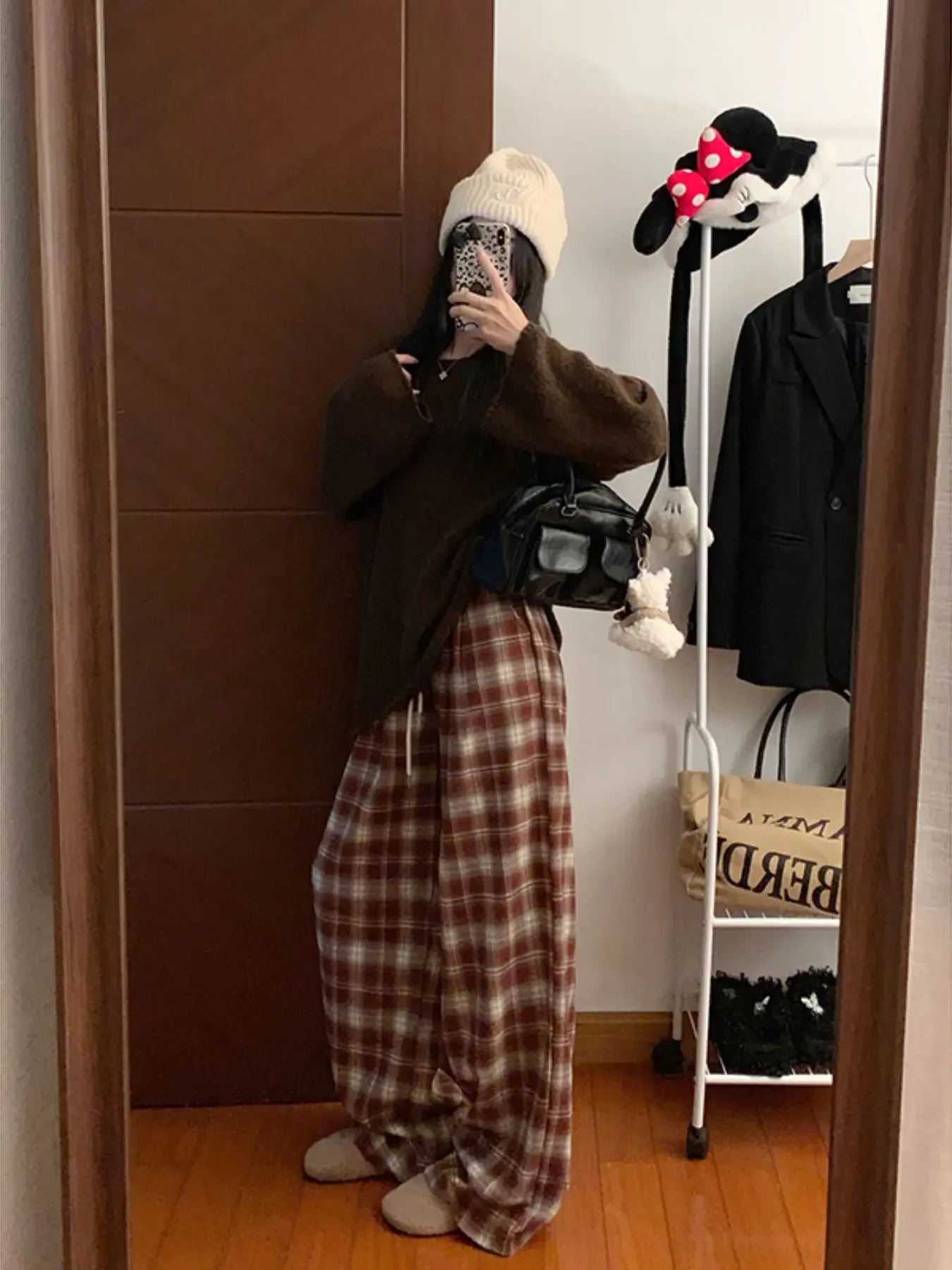 Straight Leg Plaid Pants