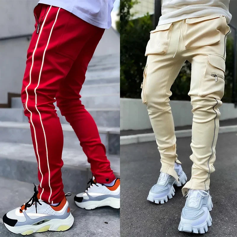 Reflective Straight Sports Casual Trousers