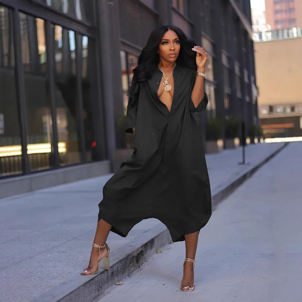 3/4 Sleeve Pocket  Harem Jumpsuit