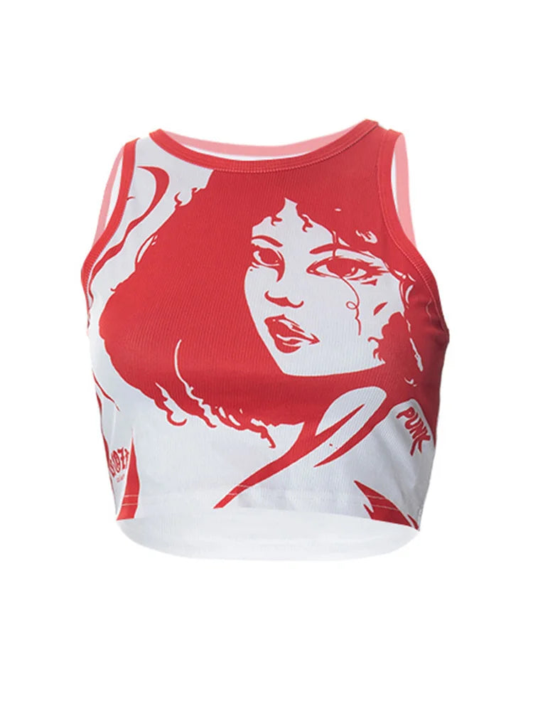 Cherry Lip Graphic Crop Tank
