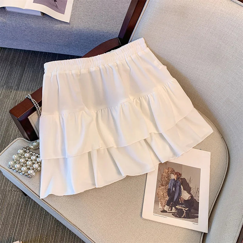 Pleated Ruffled Edge Skirt