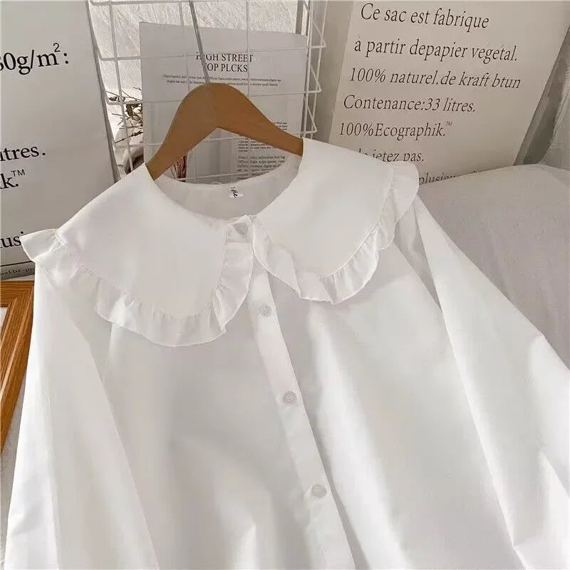 XPQBB Ruffled Peter Pan Collar Blouse