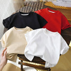 Solid Cotton Casual Short Sleeve Tee