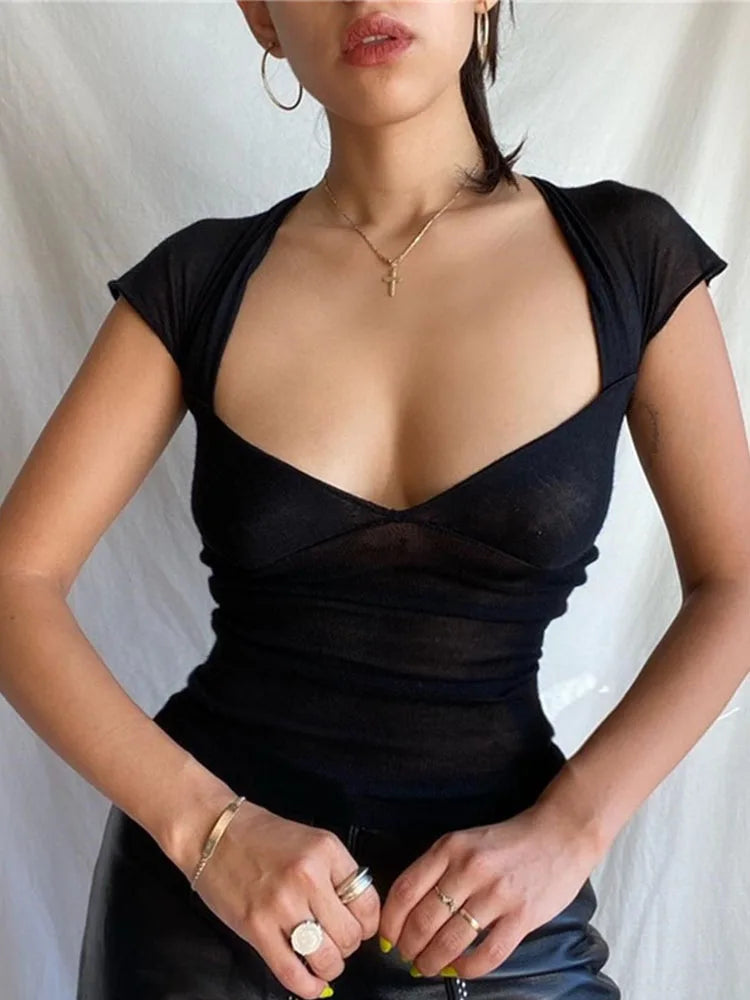 Square Collar Backless Top