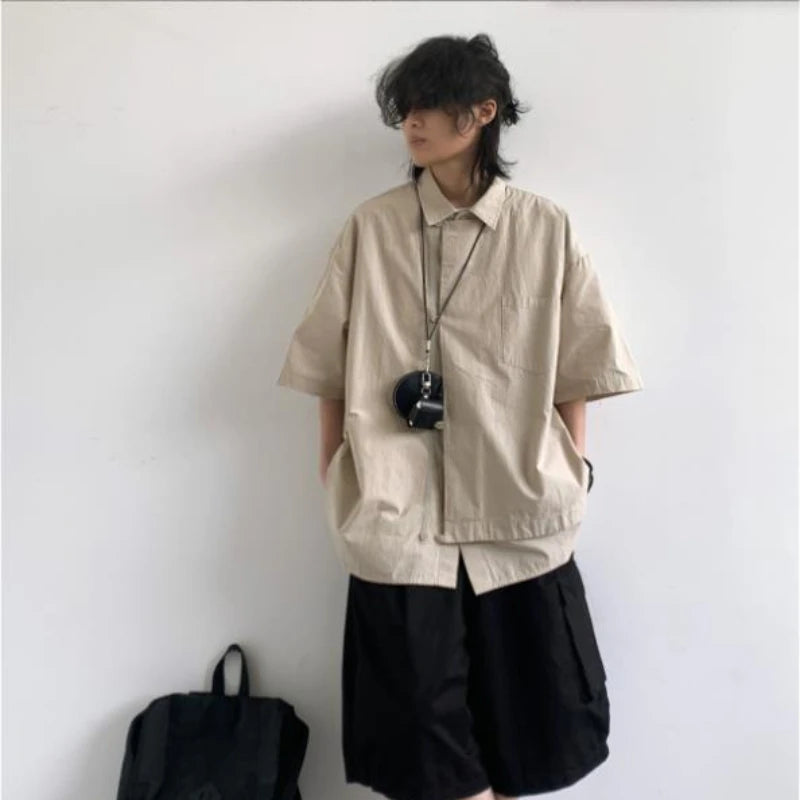 Short Sleeved Shirt + Multiple Pockets Tooling Shorts Set