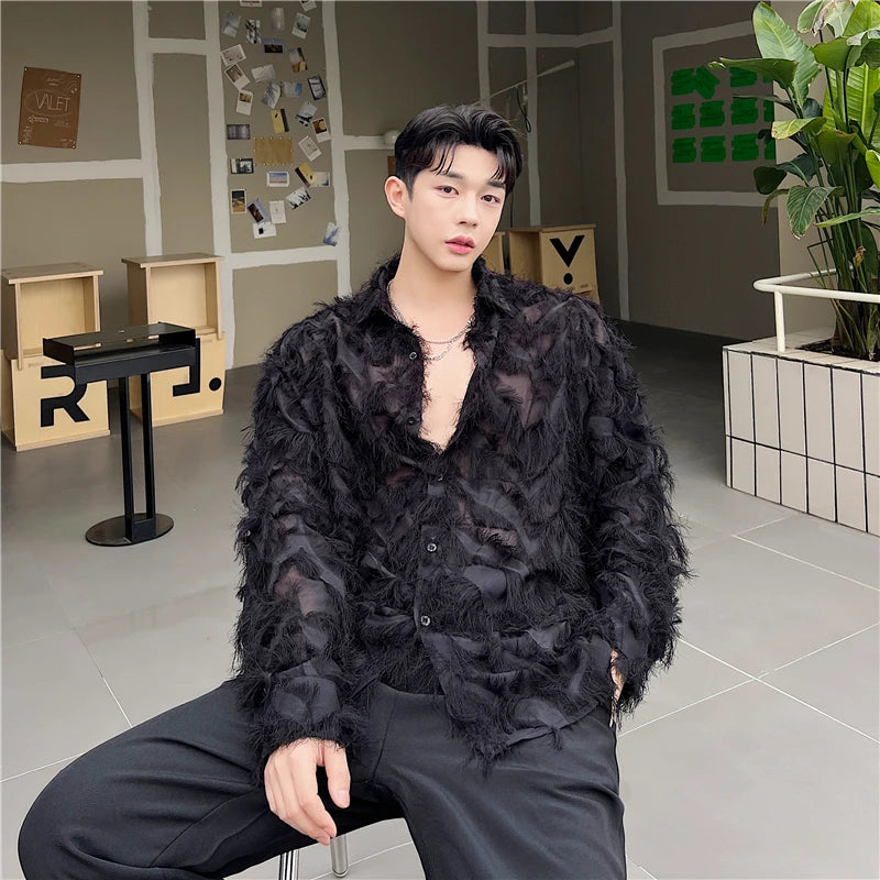 Feather Tassel Design Long Sleeve Shirt