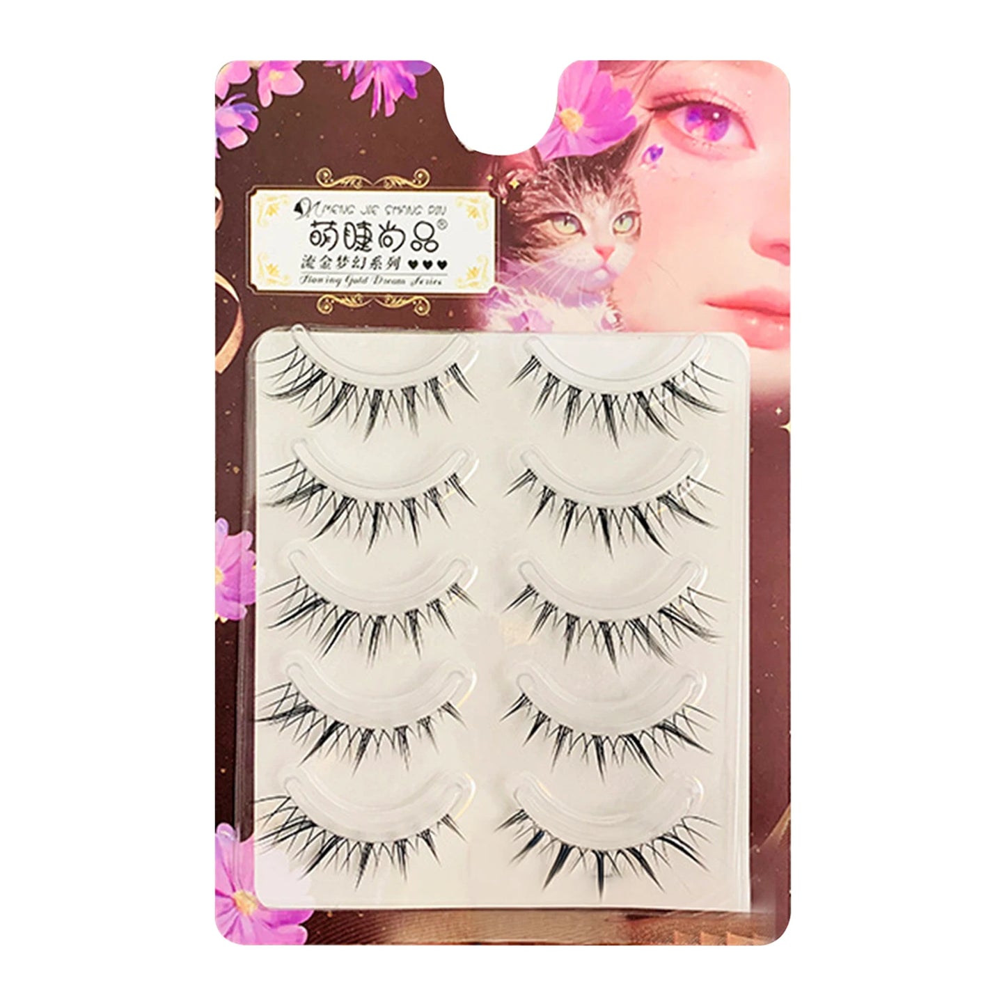 5 Pairs Sunflower False Eyelashes Transparent Stem Natural Manga Lashes Anime Wispy Eyelashes Extension Makeup