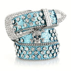 Glamorous Rhinestone Skull Rivet Belt